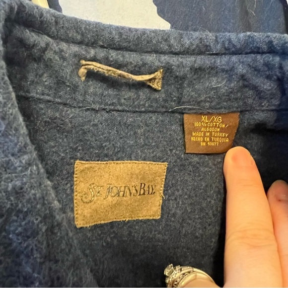 Vintage St. John’s Bay Flannel Button Down Shacket Blue Gray XL - Picture 9 of 9